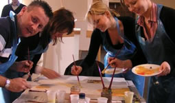 Team building art exercises and painting tasks
